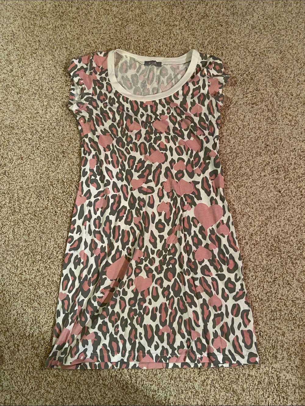 Pink Heart Leopard Print Tunic Shirt